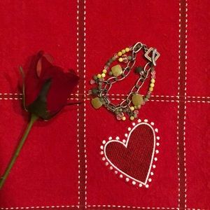 7” Antiqued Silver and Green Stone Bracelet